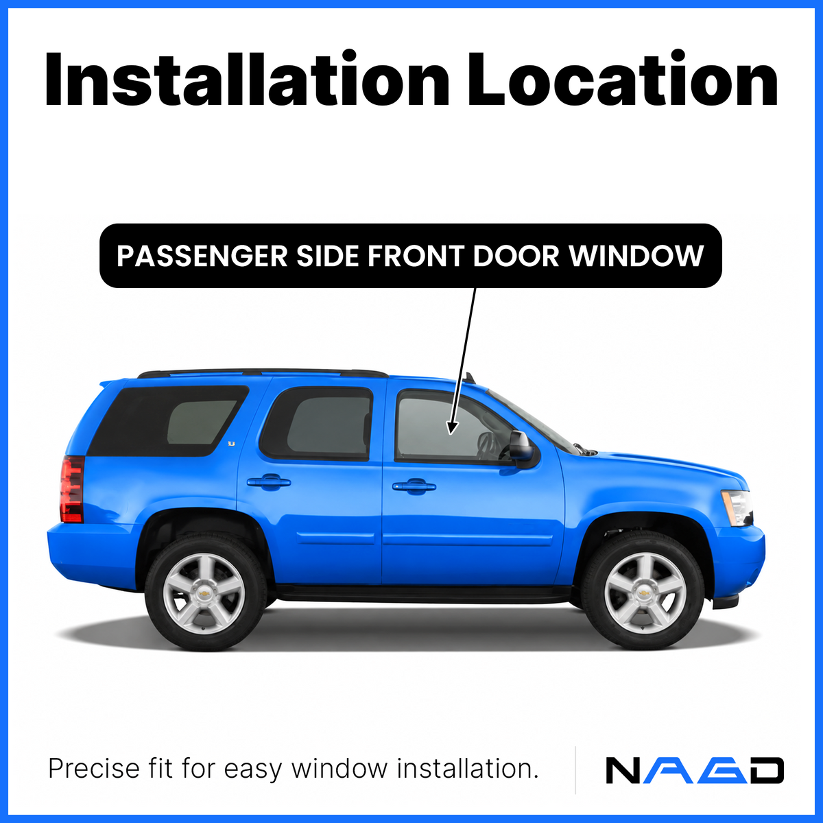 Tempered Privacy Passenger Right Side Front Door Window Door Glass Compatible with Chevrolet Tahoe Suburban Avalanche 2007-2011 Models