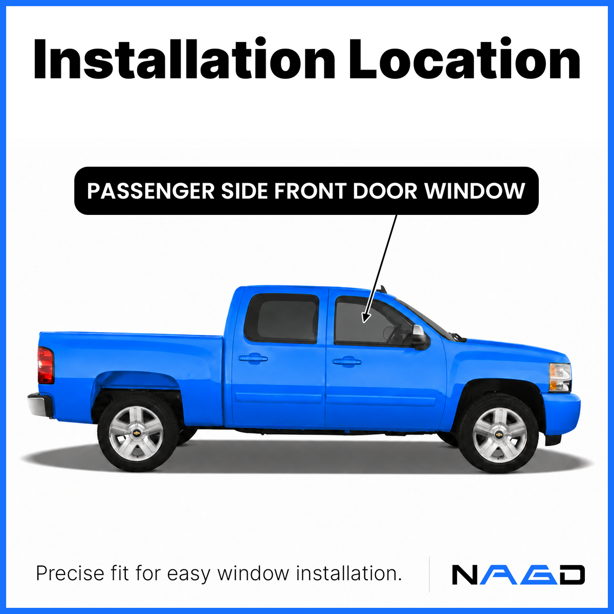 Tempered Privacy Passenger Right Side Front Door Window Door Glass Compatible with GMC Sierra / Chevrolet Silverado 2007-2011 Models (Not For 2007 Classic Models)