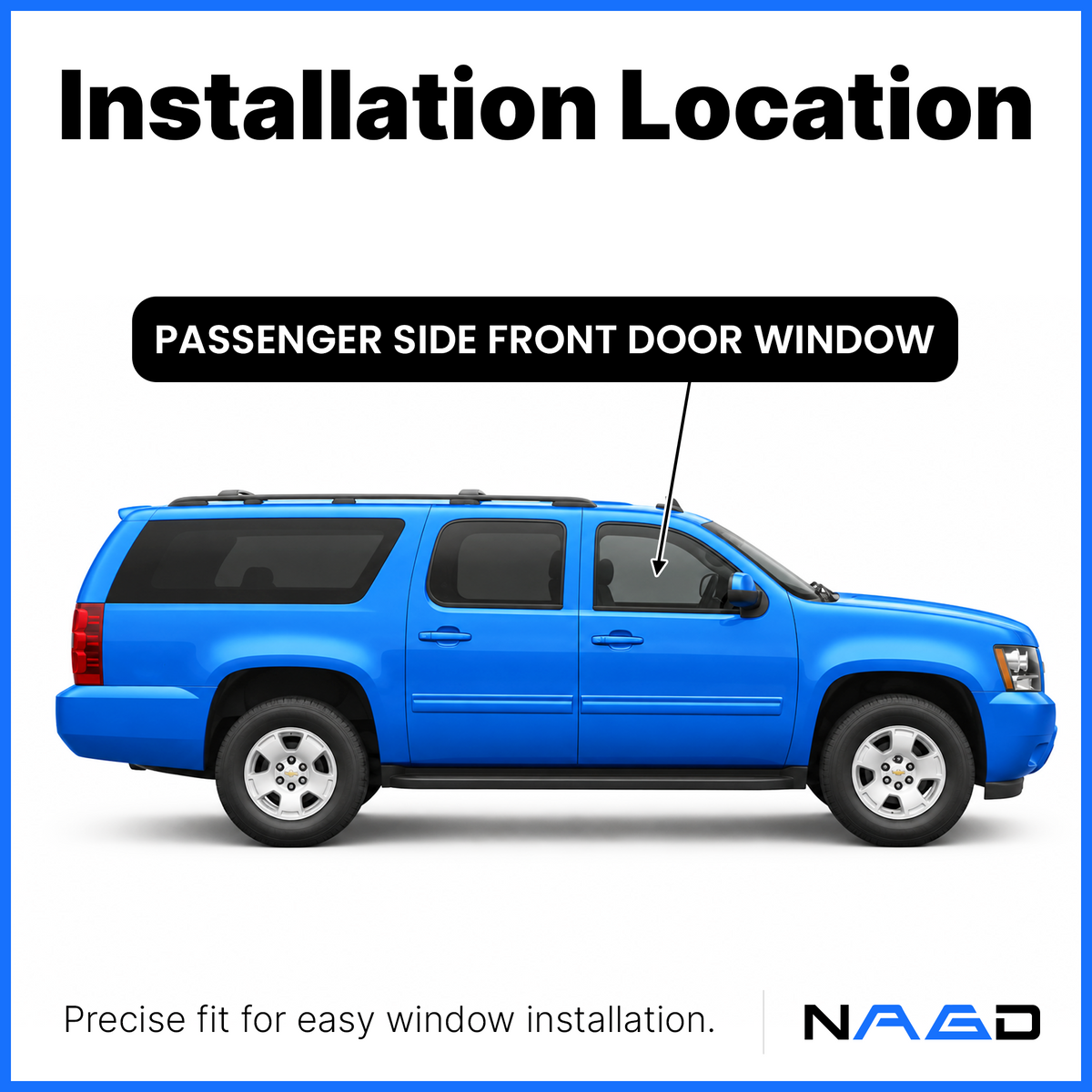 Tempered Privacy Passenger Right Side Front Door Window Door Glass Compatible with Chevrolet Tahoe Suburban Avalanche 2007-2011 Models