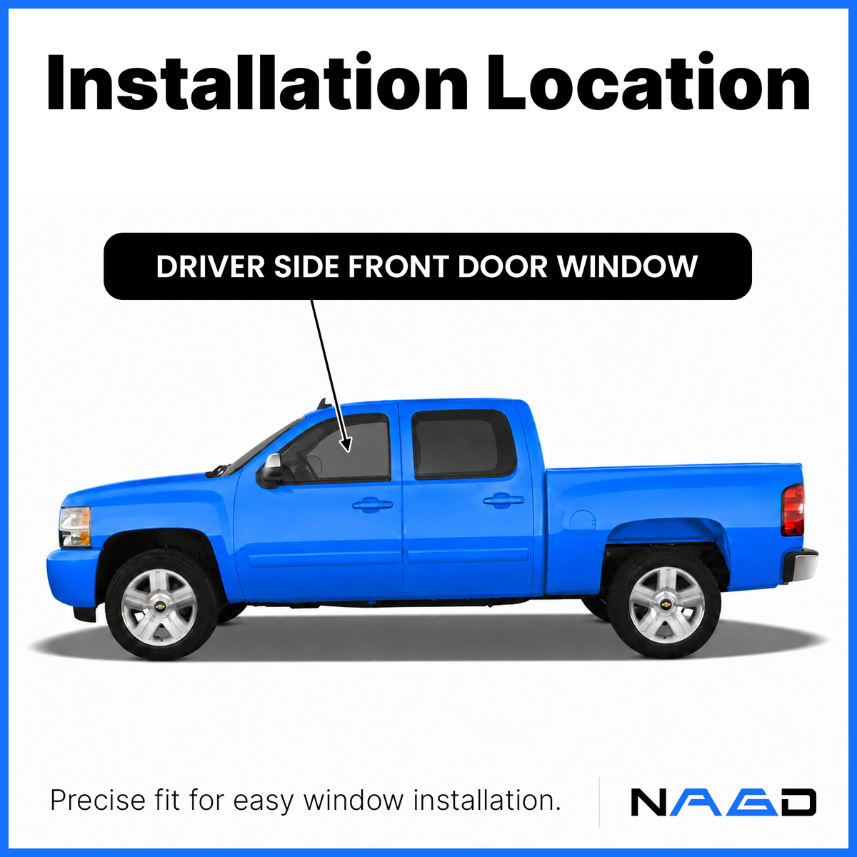 Tempered Privacy Driver Left Side Front Door Window Door Glass Compatible with GMC Sierra / Chevrolet Silverado 2007-2011 Models (Not For 2007 Classic Models)