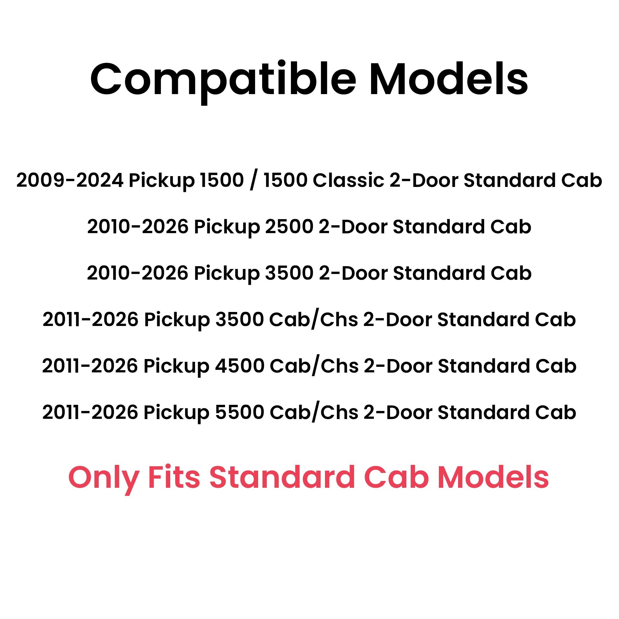 Tempered Passenger Right Side Door Window Door Glass Compatible with Dodge/Ram 1500 2009-2018 & 1500Classic 2019-2024 & 2500 3500 3500Cab/Chs 4500 5500 2011-2026 2-Door Standard Cab Pickup Models Only