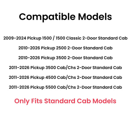 Tempered Passenger Right Side Door Window Door Glass Compatible with Dodge/Ram 1500 2009-2018 & 1500Classic 2019-2024 & 2500 3500 3500Cab/Chs 4500 5500 2011-2026 2-Door Standard Cab Pickup Models Only