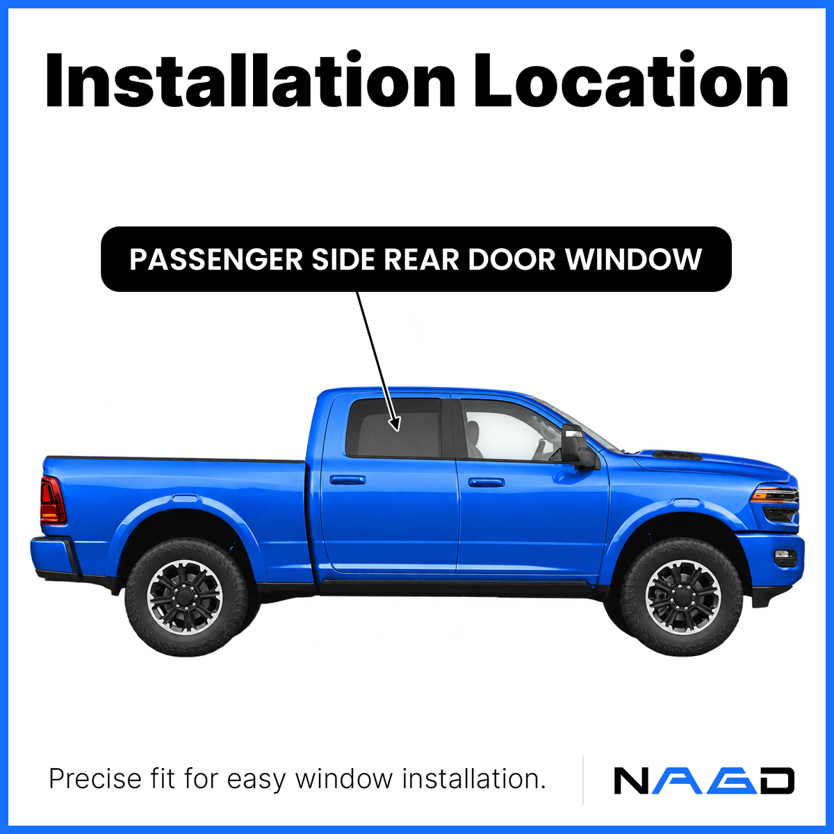 Passenger Right Side Rear Door Window Glass Compatible with Dodge Ram 1500 2009-2018 & 1500Classic 2019-2024 & 2500 3500 2010-2026 & 3500Cab/Chs 4500 5500 2011-2026 4-Door Crew/Extended Crew Pickups
