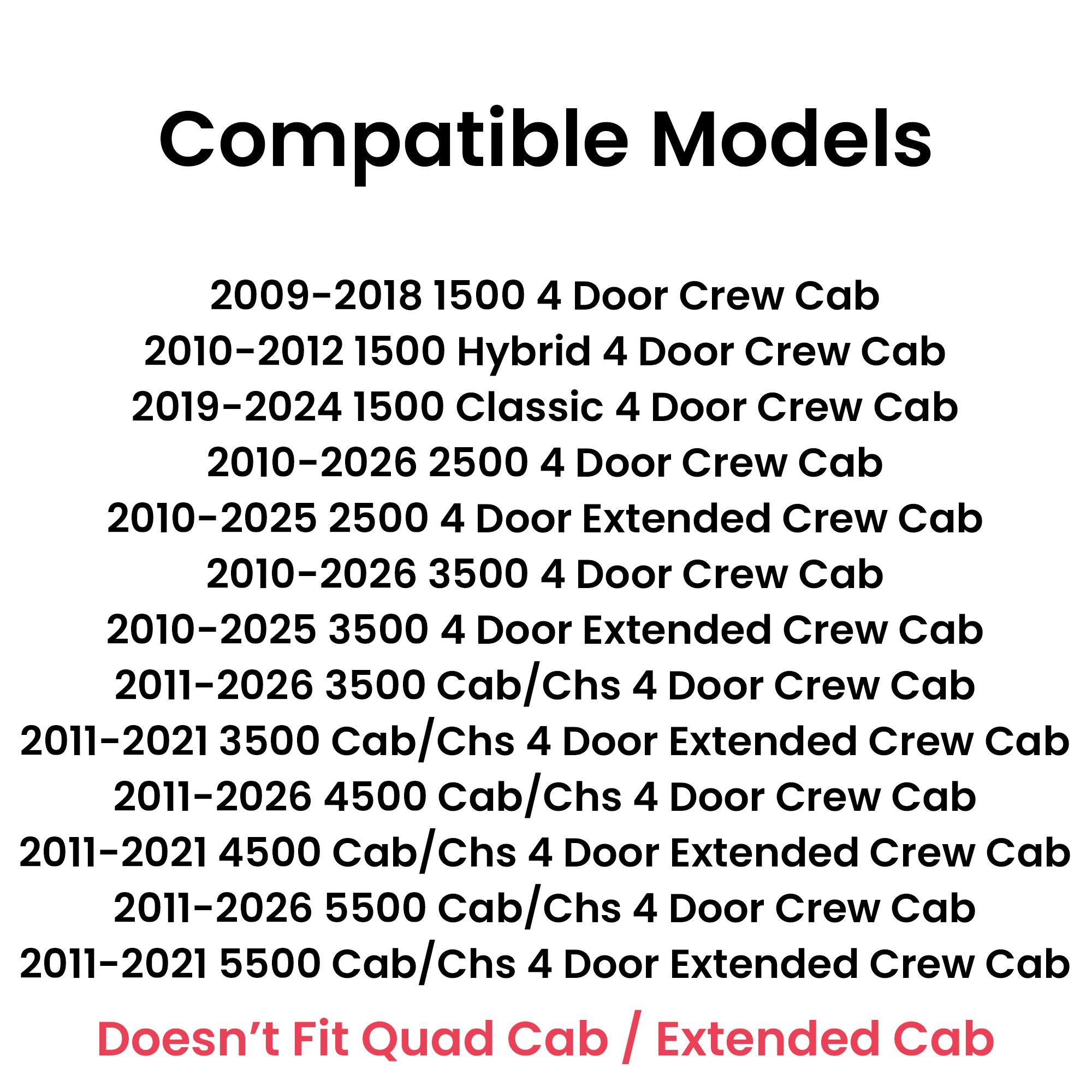 Passenger Right Side Rear Door Window Glass Compatible with Dodge Ram 1500 2009-2018 & 1500Classic 2019-2024 & 2500 3500 2010-2026 & 3500Cab/Chs 4500 5500 2011-2026 4-Door Crew/Extended Crew Pickups