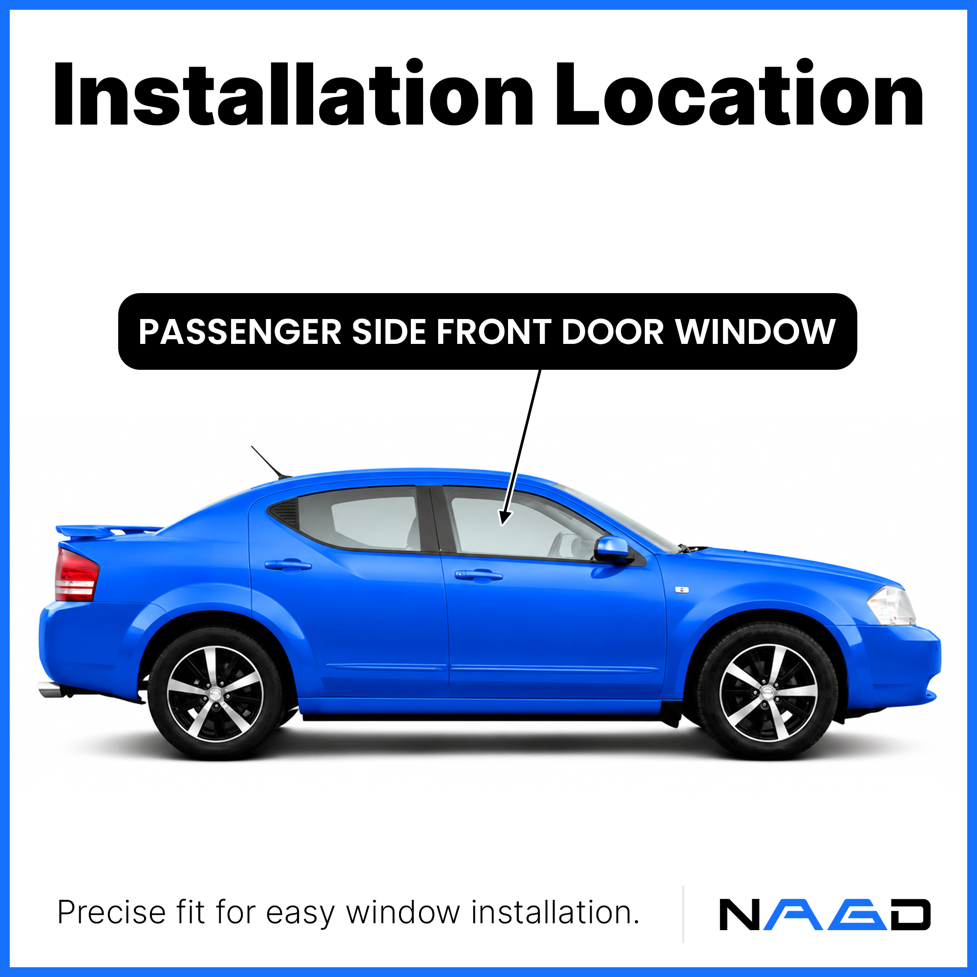 Laminated Passenger Right Side Front Door Window Door Glass Compatible with Chrysler 200 Dodge Avenger 4-Door Sedan 2011-2014 Models
