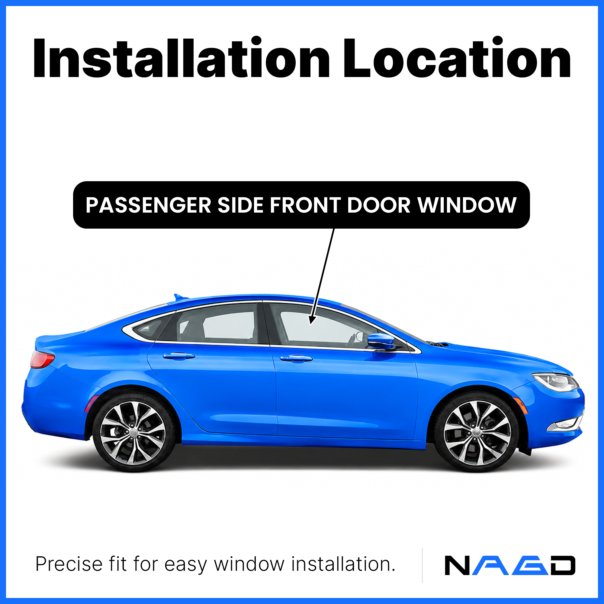 Laminated Passenger Right Side Front Door Window Door Glass Compatible with Chrysler 200 Dodge Avenger 4-Door Sedan 2011-2014 Models