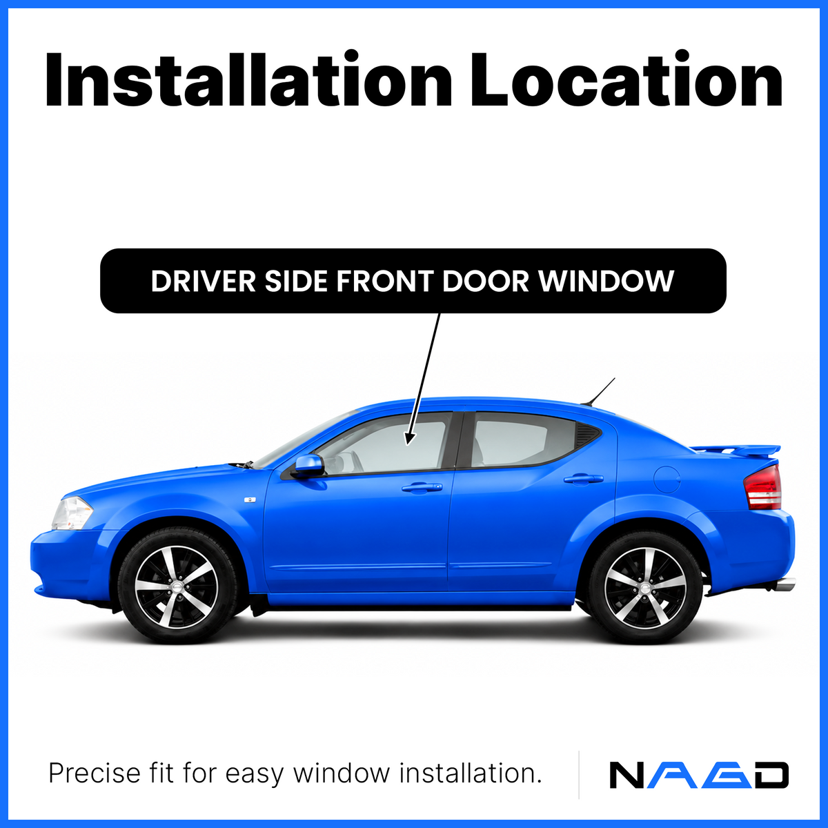 Laminated Driver Left Side Front Window Glass Compatible with Chrysler 200 Dodge Avenger 4 Door Sedan 2011-2014 Models