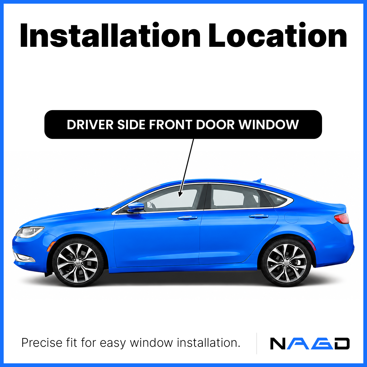 Tempered Driver Left Side Front Window Glass Compatible with Chrysler 200 Dodge Avenger 4 Door Sedan 2011-2014 Models