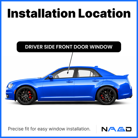 Tempered Driver Left Side Front Door Window Door Glass Compatible with Chrysler 300 2011-2023 Models