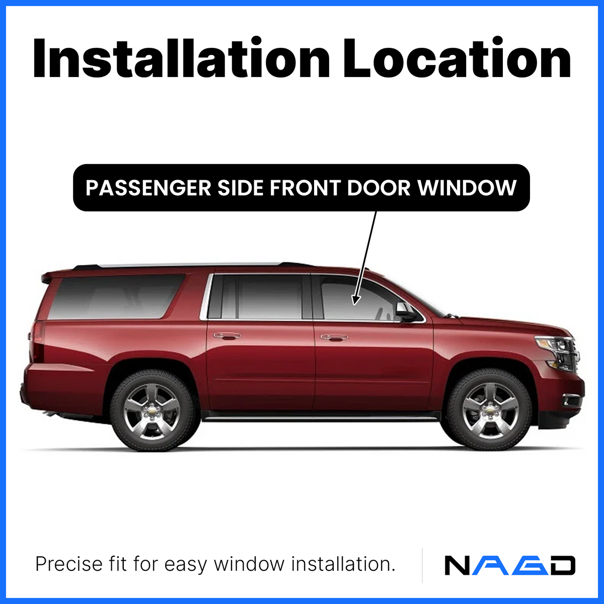 Laminated Passenger Right Side Front Door Window Door Glass Compatible with Chevrolet Suburban/Tahoe 2015-2020 Models