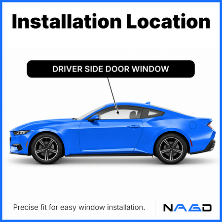 Driver Left Side Door Window Door Glass Compatible with Ford Mustang 2-Door Coupe 2015-2026, Mustang 2-Door Convertible 2024-2026 Models