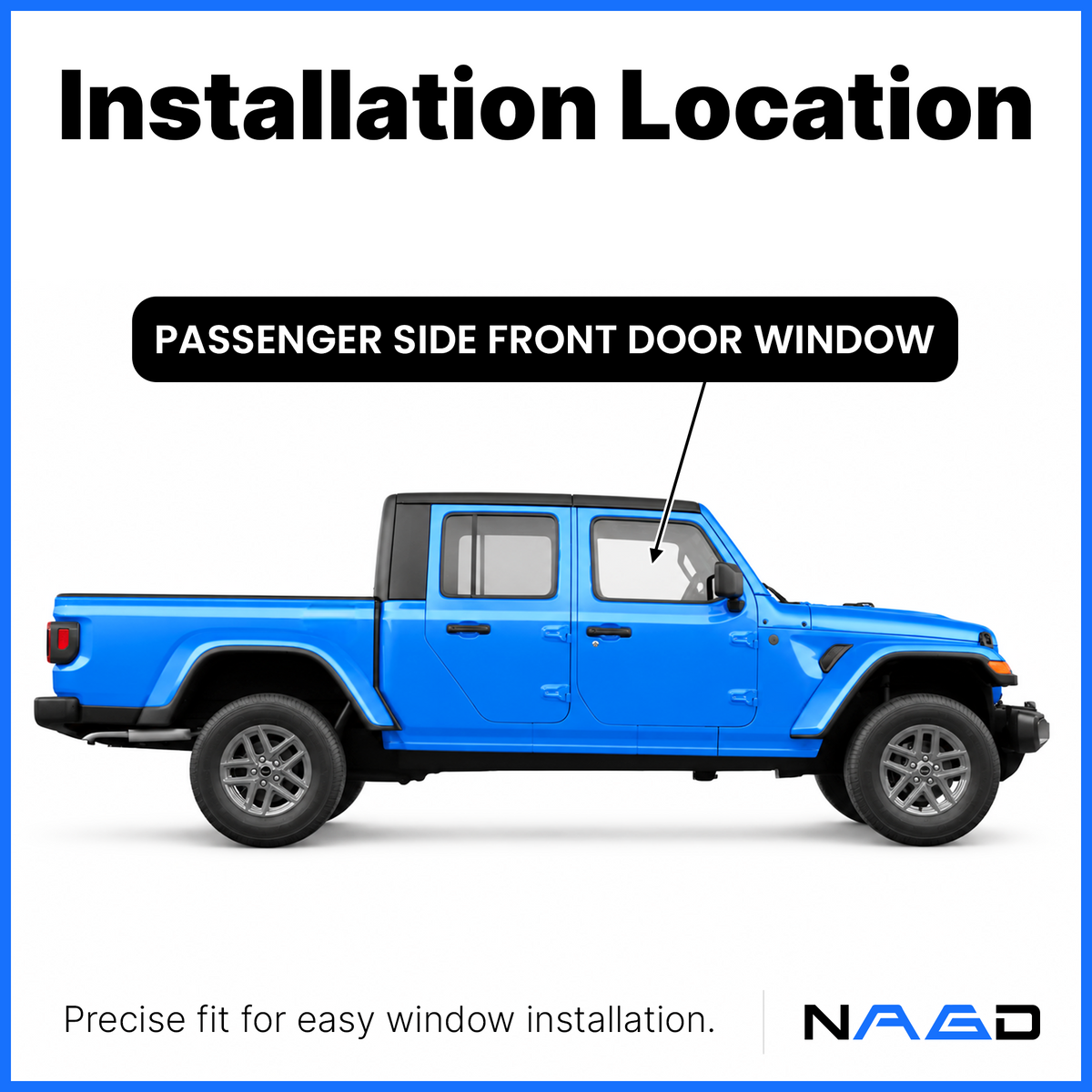 OEM Tempered Passenger Right Side Front Door Window Door Glass Compatible with Jeep Wrangler 2018-2026 / Gladiator 2020-2026 Models