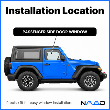 OEM Tempered Passenger Right Side Front Door Window Door Glass Compatible with Jeep Wrangler 2018-2026 / Gladiator 2020-2026 Models