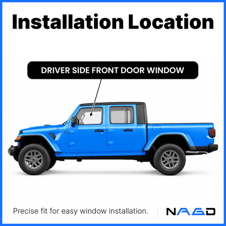 Tempered Driver Left Side Front Door Window Door Glass Compatible with Jeep Wrangler 2018-2026 / Gladiator 2020-2026 Models