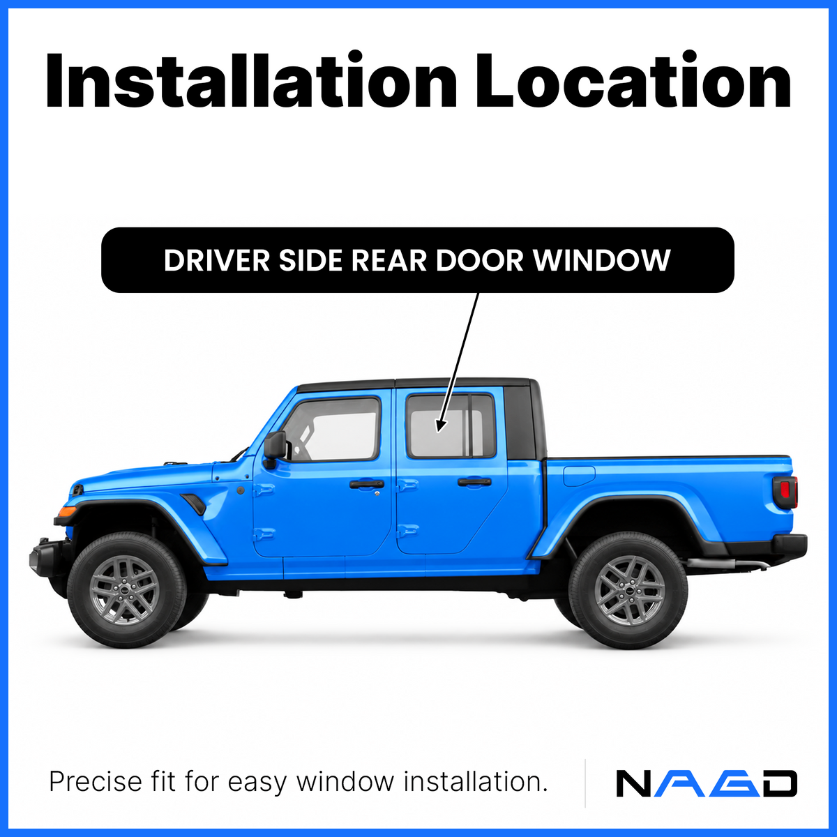 Privacy Driver Left Side Rear Door Window Door Glass Compatible with Jeep Wrangler 2018-2026 / Gladiator 2020-2026 4 Door Models