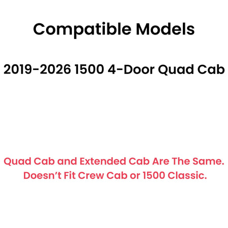 Passenger Right Side Rear Door Window Door Glass Compatible with Ram Pickup 1500 4 Door Quad Cab 2019-2026 Models (Not For 1500Classic)
