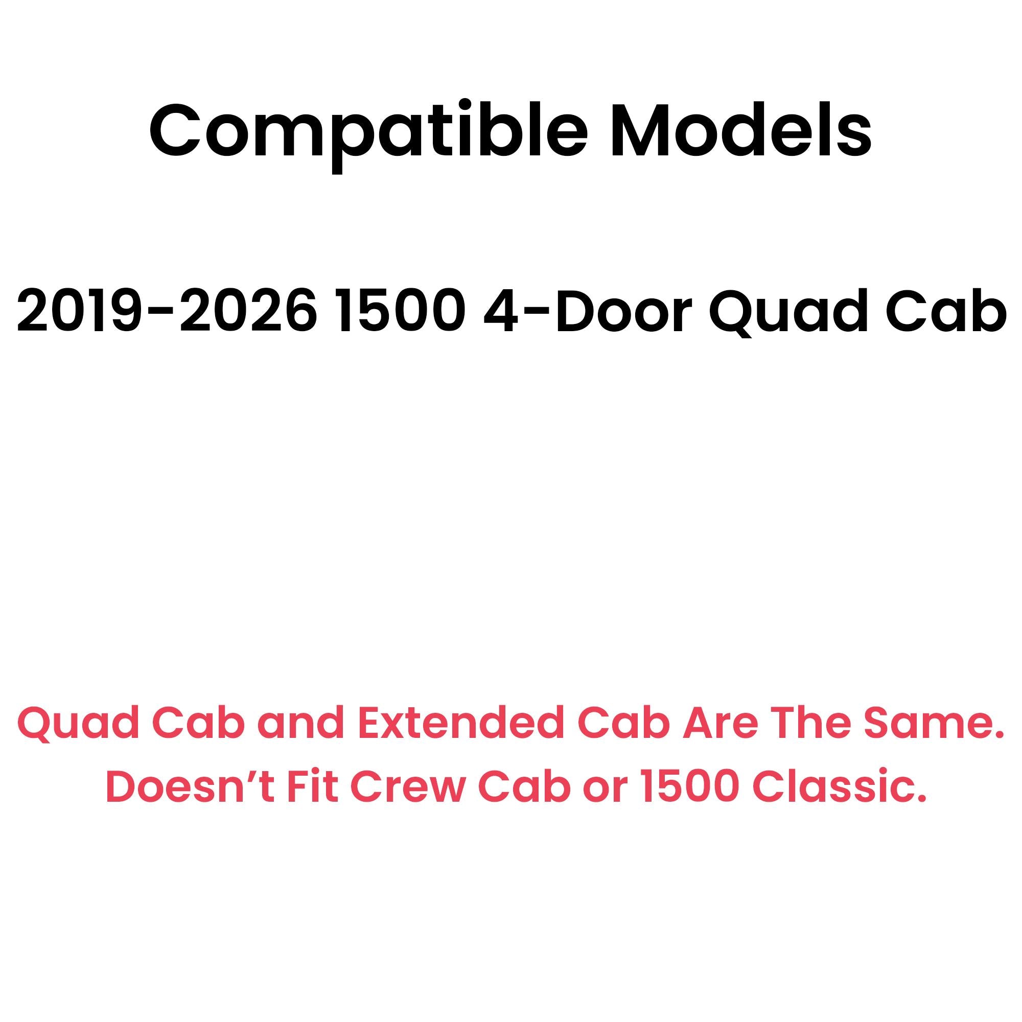 Driver Left Side Rear Door Window Door Glass Compatible with Ram Pickup 1500 4 Door Quad Cab 2019-2026 Models (Not For 1500Classic)