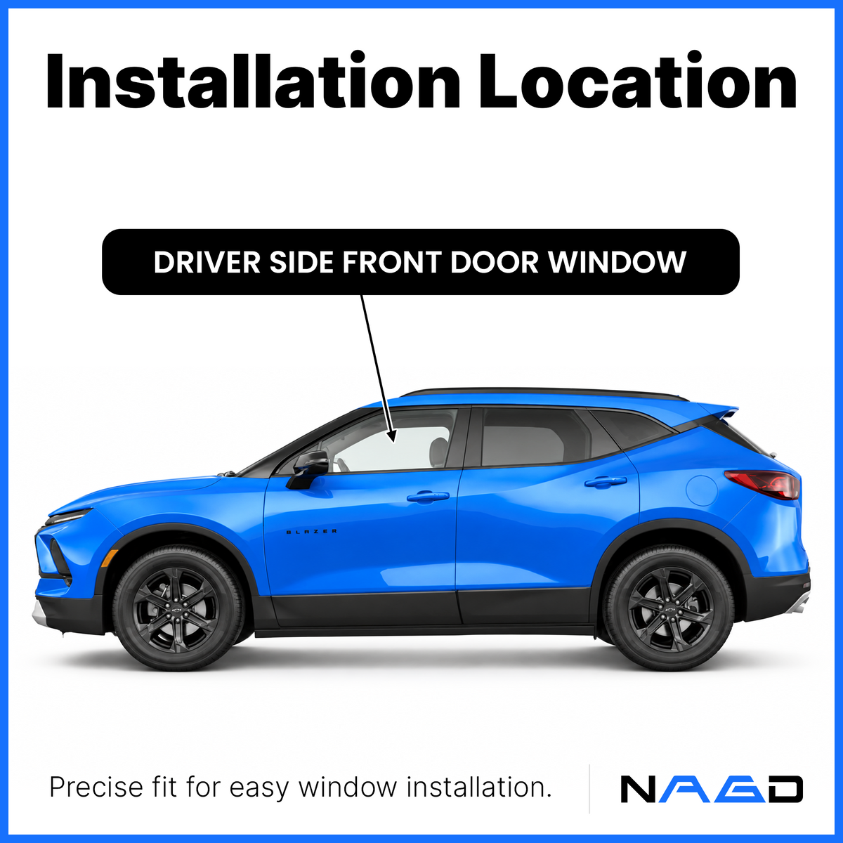 Driver Left Side Front Door Window Door Glass Compatible with Chevrolet Blazer 2019-2026 Models (Not For Blazer EV)