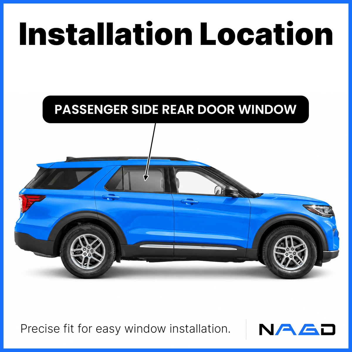 Passenger Right Side Rear Door Window Door Glass Compatible with Ford Explorer 2020-2026 Models