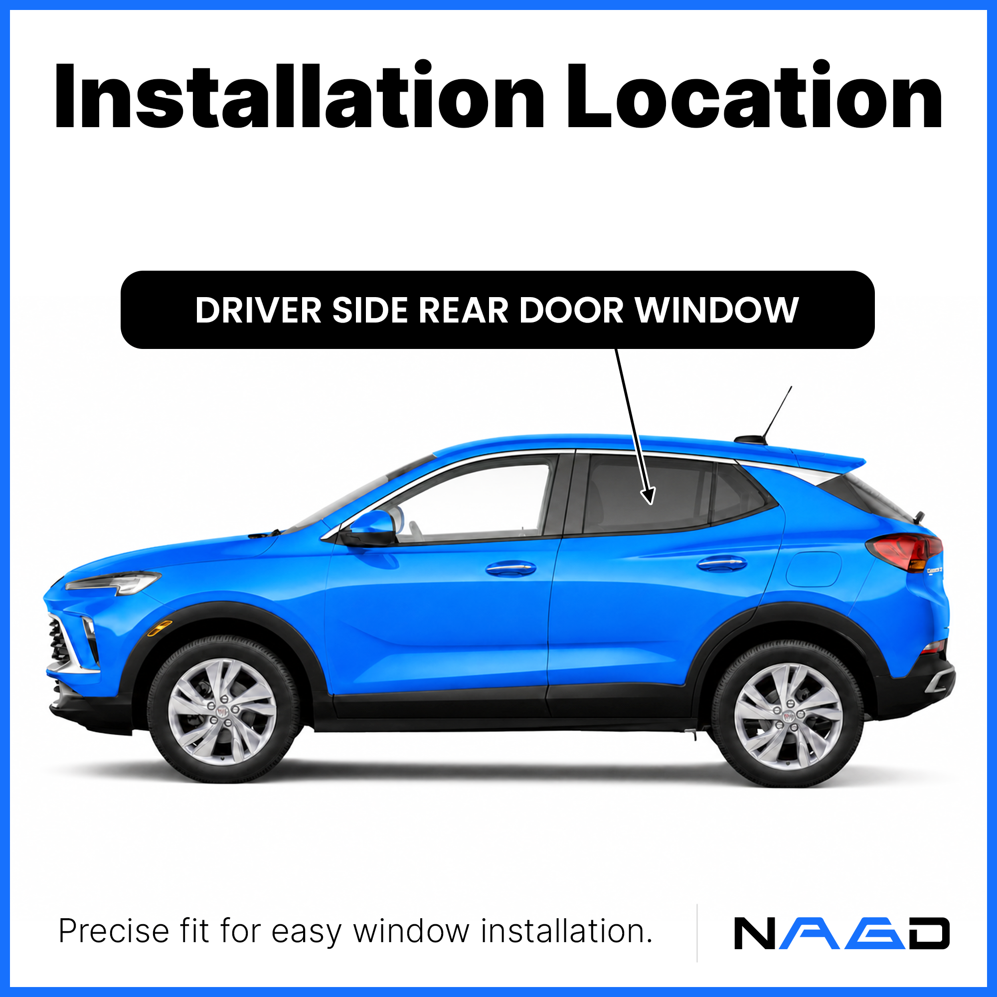Driver Left Side Rear Door Window Door Glass Compatible with Buick Encore GX 2020-2026 Models (Not For Encore)