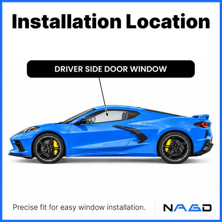 Tempered Driver Left Side Door Window Door Glass Compatible with Chevrolet Corvette 2020-2026 Models