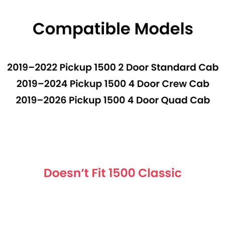Tempered Passenger Right Side Front Door Window Door Glass Compatible with Ram 1500 Pickup 2019-2026 Models (Not For 1500 Classic)