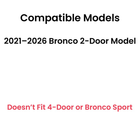 Tempered Driver Left Side Door Window Door Glass Compatible with Ford Bronco 2021-2026 2-Door Models (Not For 4-Door Models)