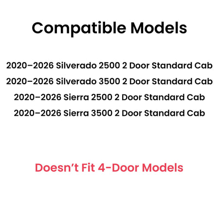 Tempered Passenger Right Side Door Window Door Glass Compatible with Chevrolet Silverado 2500 3500 2020-2025 GMC Sierra 2500 3500 2020-2026 2-Door Standard Cab Pickup Models