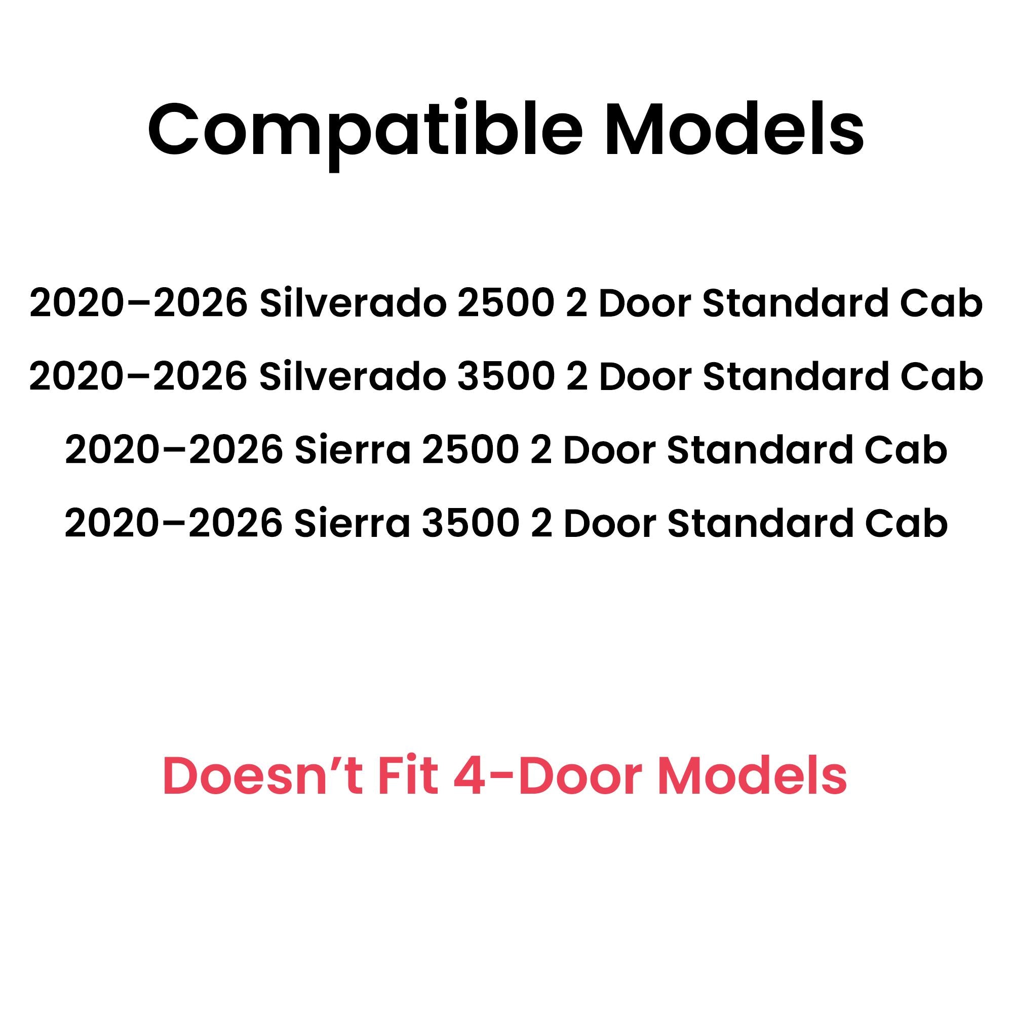 Tempered Driver Left Side Door Window Door Glass Compatible with Chevrolet Silverado 2500 3500 2020-2026 GMC Sierra 2500 3500 2020-2026 2-Door Standard Cab Pickup Models