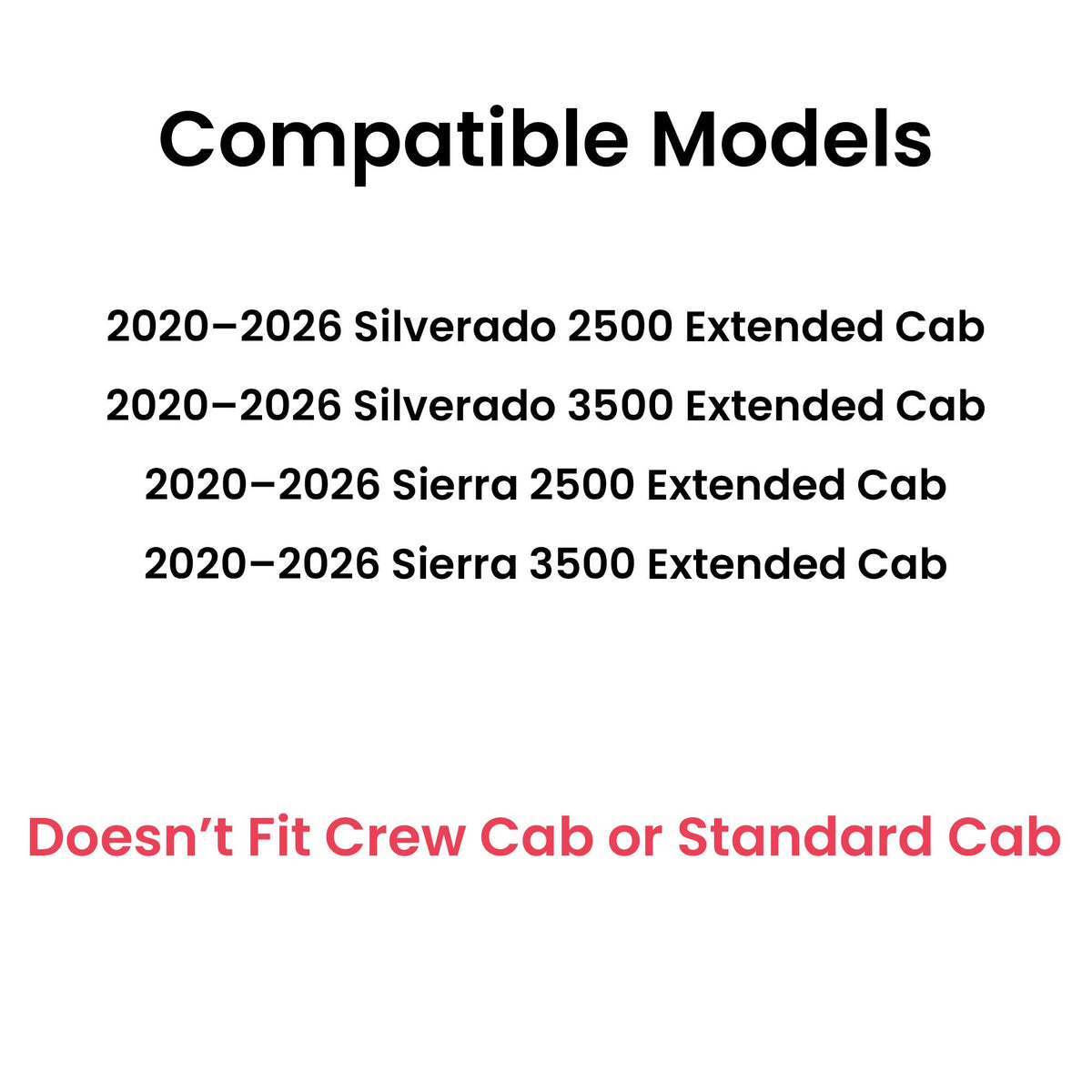 Passenger Right Side Rear Door Window Door Glass Compatible with Chevrolet Silverado 2500/3500 2020-2026 GMC Sierra 2500/3500 2020-2026 4-Door Extended Cab Pickup (Half Size Rear Door) Models