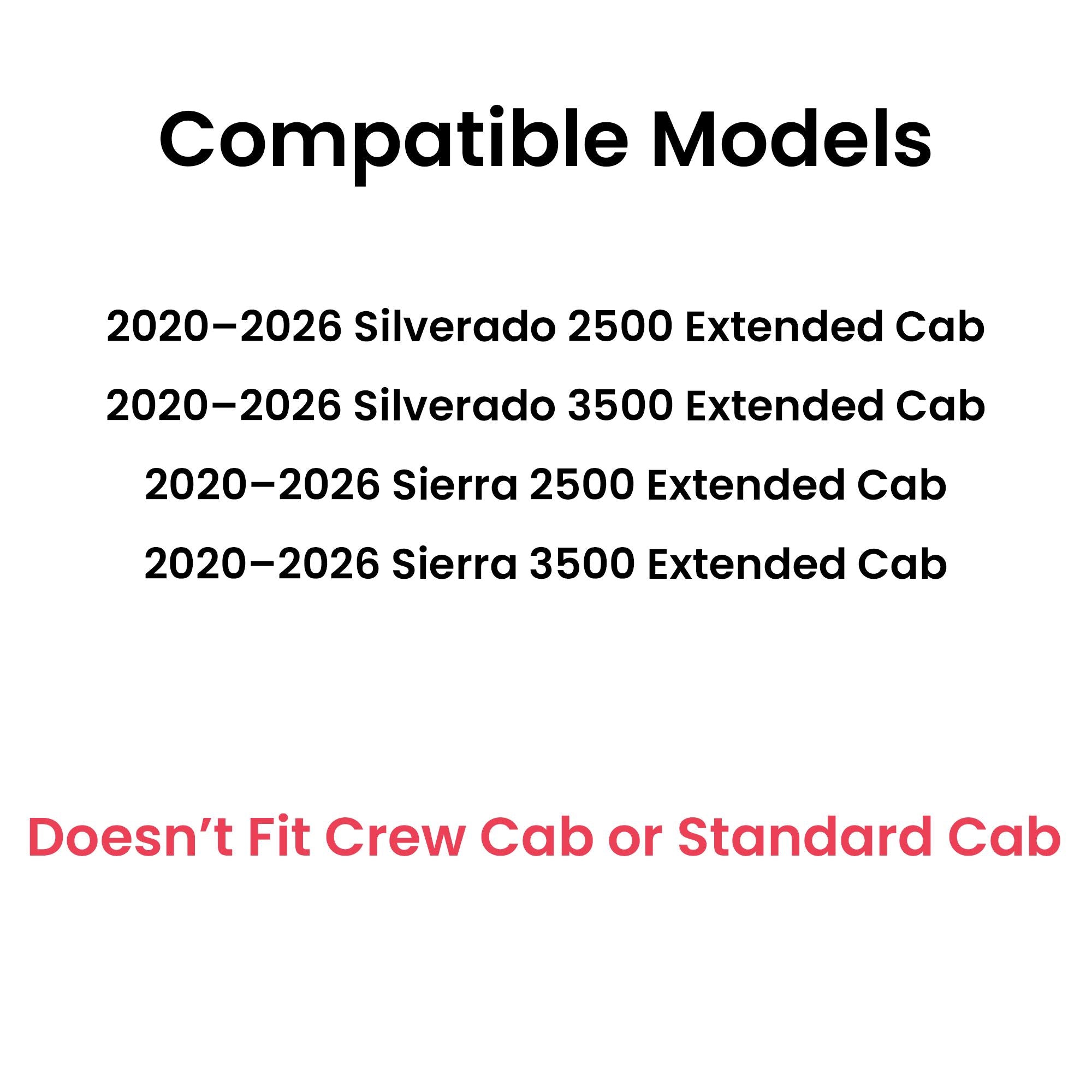 Passenger Right Side Rear Door Window Door Glass Compatible with Chevrolet Silverado 2500/3500 2020-2026 GMC Sierra 2500/3500 2020-2026 4-Door Extended Cab Pickup (Half Size Rear Door) Models