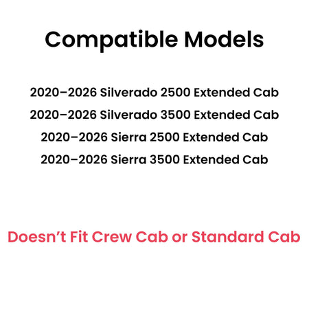 Driver Left Side Rear Door Window Door Glass Compatible with Chevrolet Silverado 2500/3500 2020-2026 GMC Sierra 2500/3500 2020-2026 4-Door Extended Cab Pickup (Half Size Rear Door) Models
