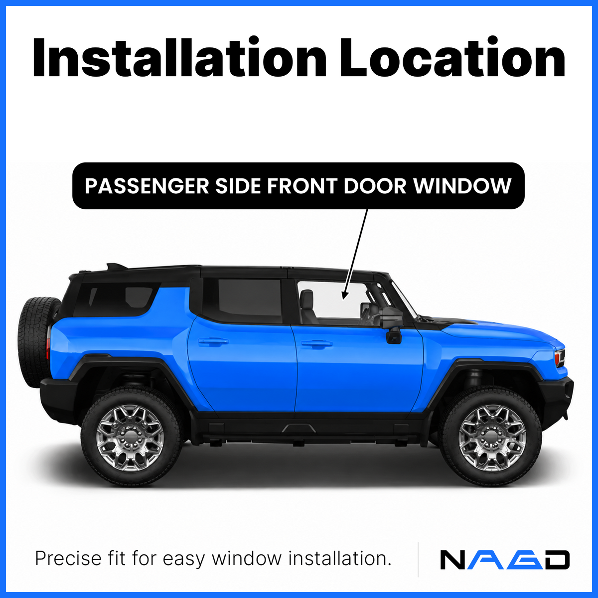 Tempered Passenger Right Side Front Door Window Door Glass Compatible with GMC HUMMER EV Pickup & SUV 2022-2025 Models