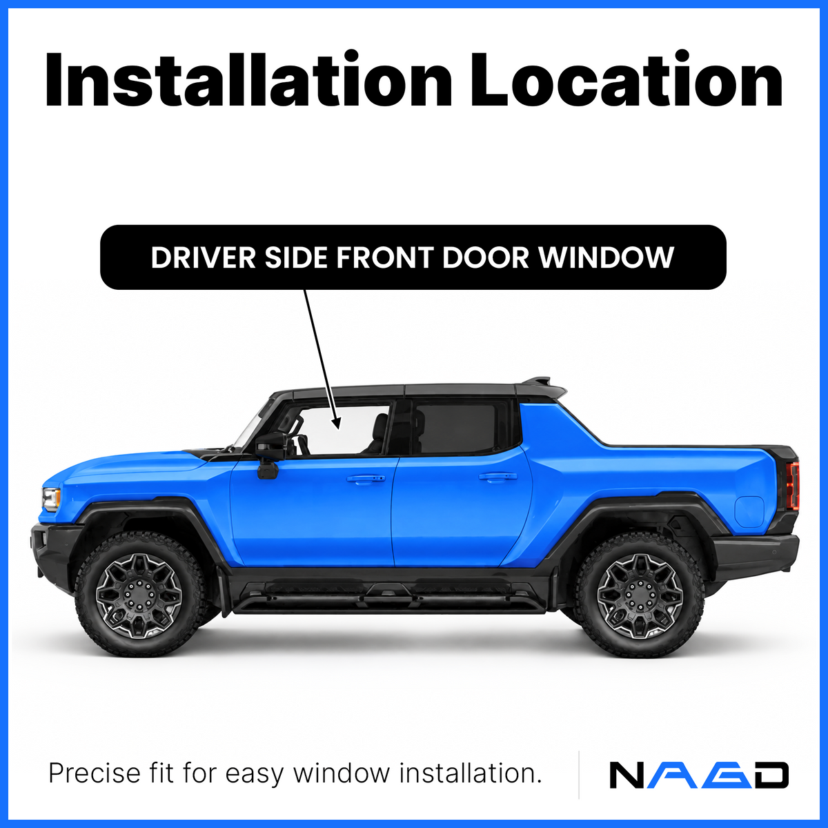 Tempered Driver Left Side Front Door Window Door Glass Compatible with GMC HUMMER EV Pickup & SUV 2022-2025 Models