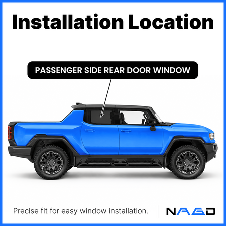 Tempered Passenger Right Side Rear Door Window Door Glass Compatible with GMC HUMMER EV Pickup & SUV 2022-2025 Models