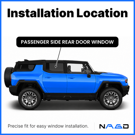 Tempered Passenger Right Side Rear Door Window Door Glass Compatible with GMC HUMMER EV Pickup & SUV 2022-2025 Models