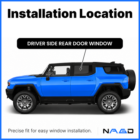 Tempered Driver Left Side Rear Door Window Door Glass Compatible with GMC HUMMER EV Pickup & SUV 2022-2025 Models