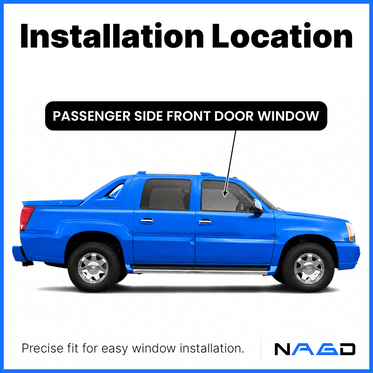 Privacy Passenger Right Side Front Door Window Door Glass Compatible with Cadillac Escalade Escalade EXT Escalade ESV 2000-2006 / GMC Yukon Yukon XL 2000-2006 / Yukon Denali 2001-2006 Model