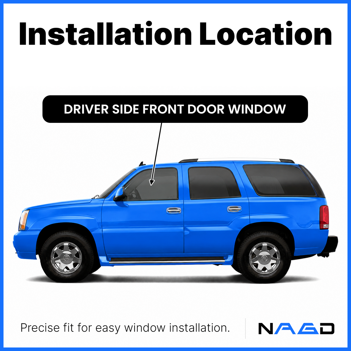 Privacy Driver Left Side Front Door Window Door Glass Compatible with Cadillac Escalade Escalade EXT Escalade ESV 2000-2006 / GMC Yukon Yukon XL 2000-2006 / Yukon Denali 2001-2006 Model