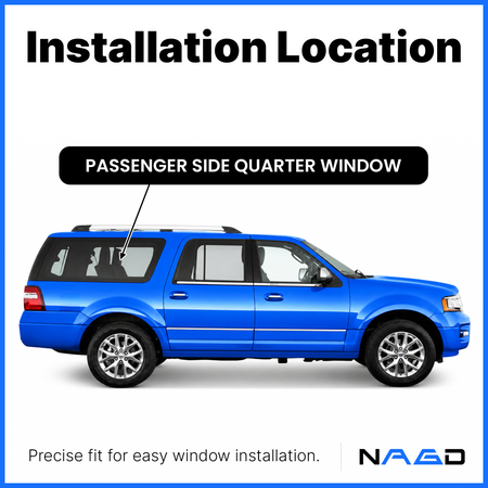 Stationary Passenger Right Side Quarter Window Quarter Glass Compatible with Ford Expedition EL Long Wheel Base 2008-2017 Models Glass Only
