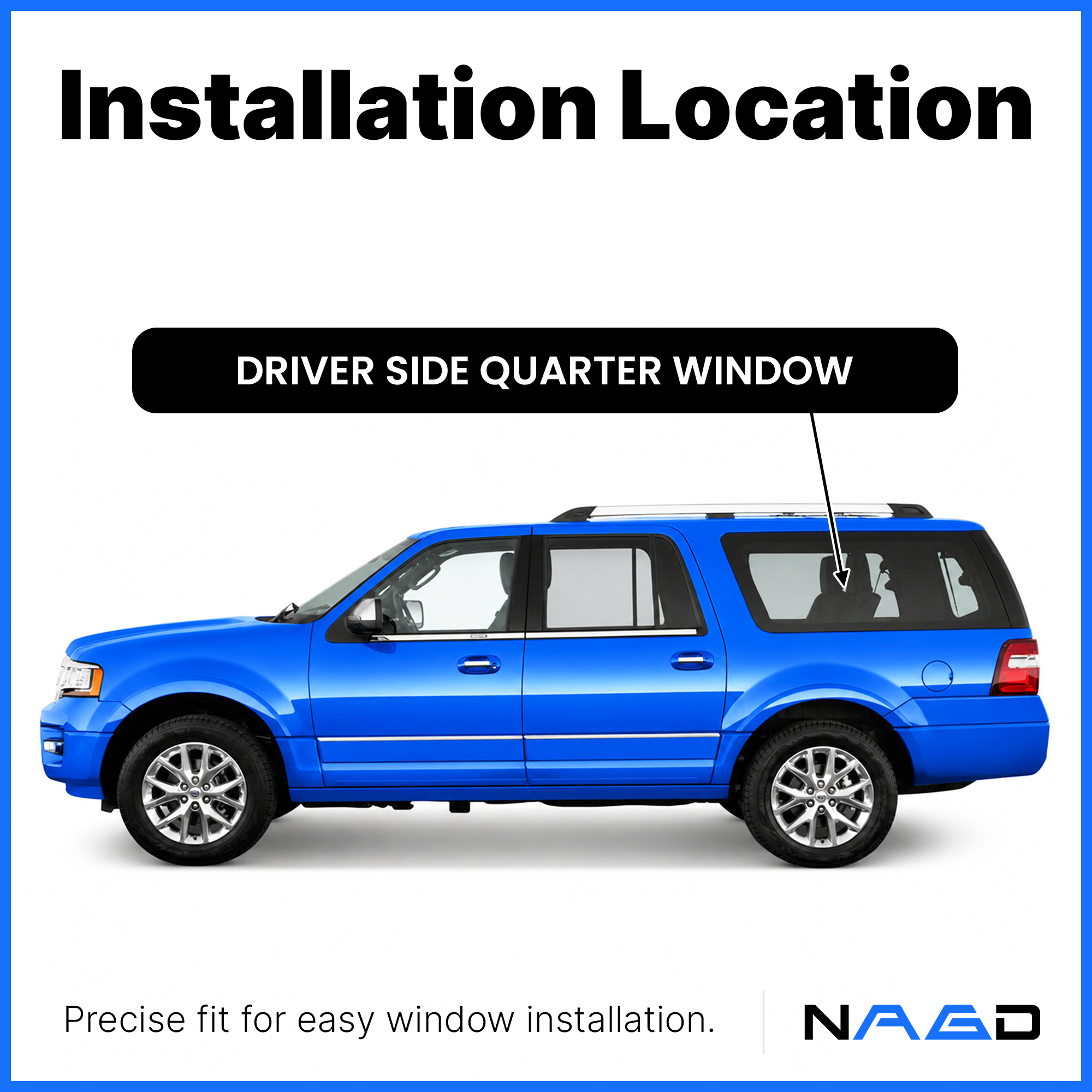 Stationary Driver Left Side Quarter Window Quarter Glass Compatible with Ford Expedition EL Long Wheel Base 2008-2017 Models