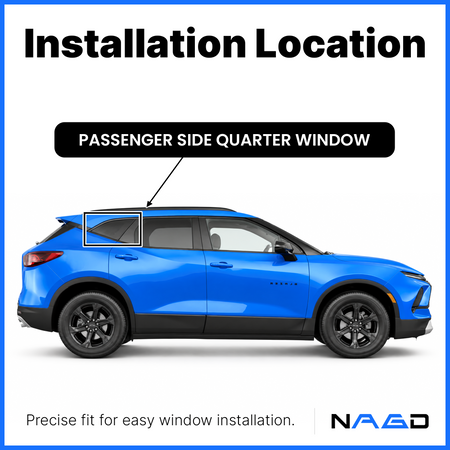 Tempered Passenger Right Side Rear Quarter Window Quarter Glass Compatible with Chevrolet Blazer 2019-2026 Models (Not For Blazer EV)
