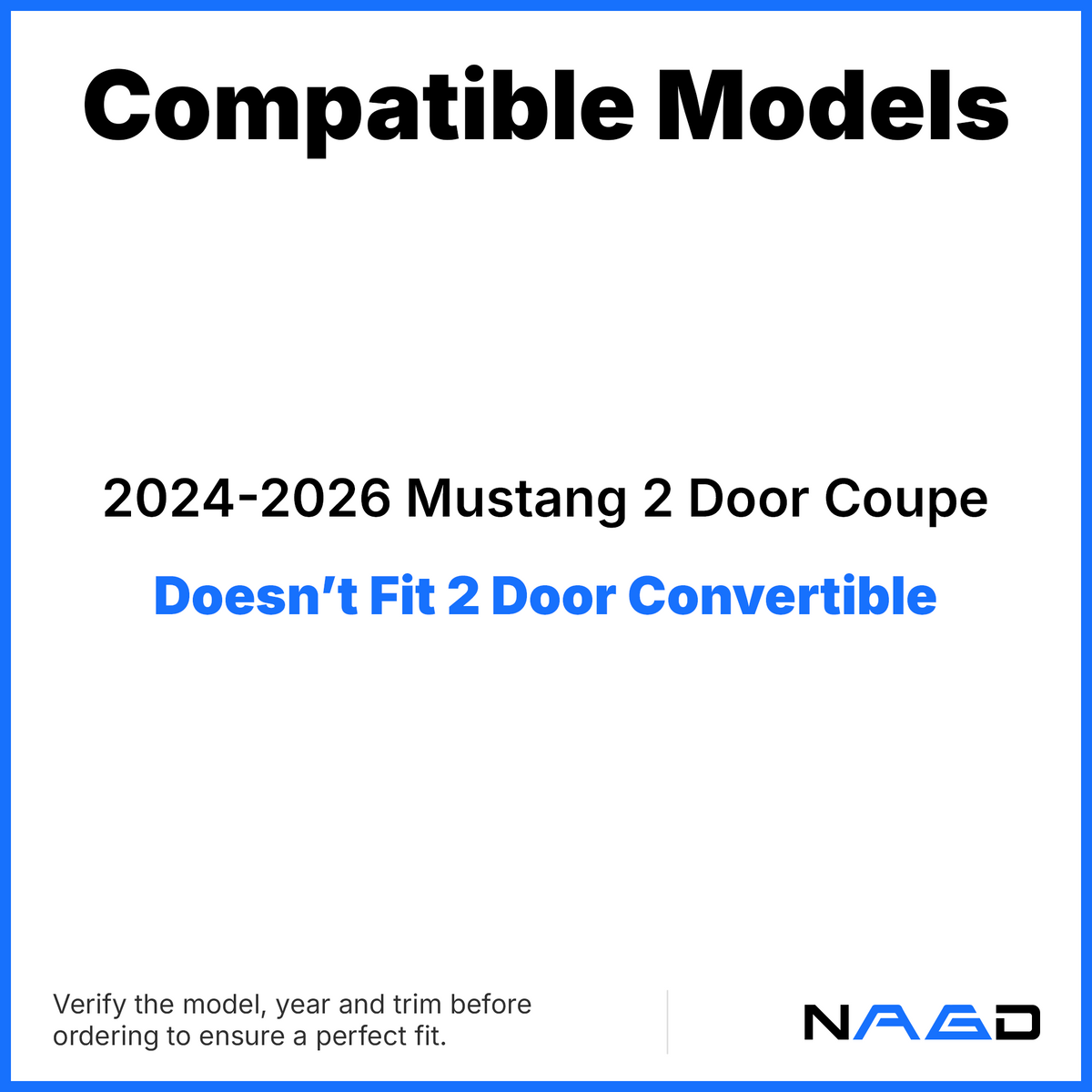 Passenger Right Side Quarter Window Glass Compatible with Ford Mustang 2-Door Coupe 2024-2026 Models