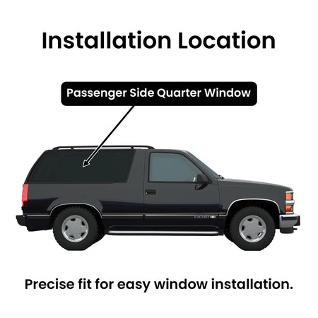 Passenger Right Side Rear Quarter Window Quarter Glass Compatible with Chevrolet Blazer 1993-1994/Chevrolet Tahoe&GMC Yukon 1993-1999 2 Door Models
