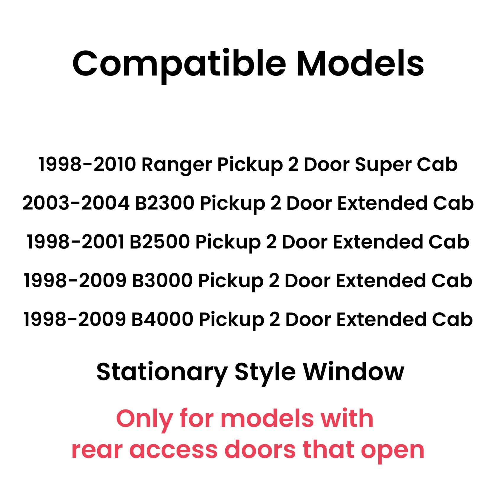 Driver Left Side Quarter Window Door Glass Compatible with Ford Ranger / Mazda B2300 B2500 B3000 B4000 Super/Extended Cab Pickup 1998-2010 (Only For Vehicle Style Has Rear Access Door)