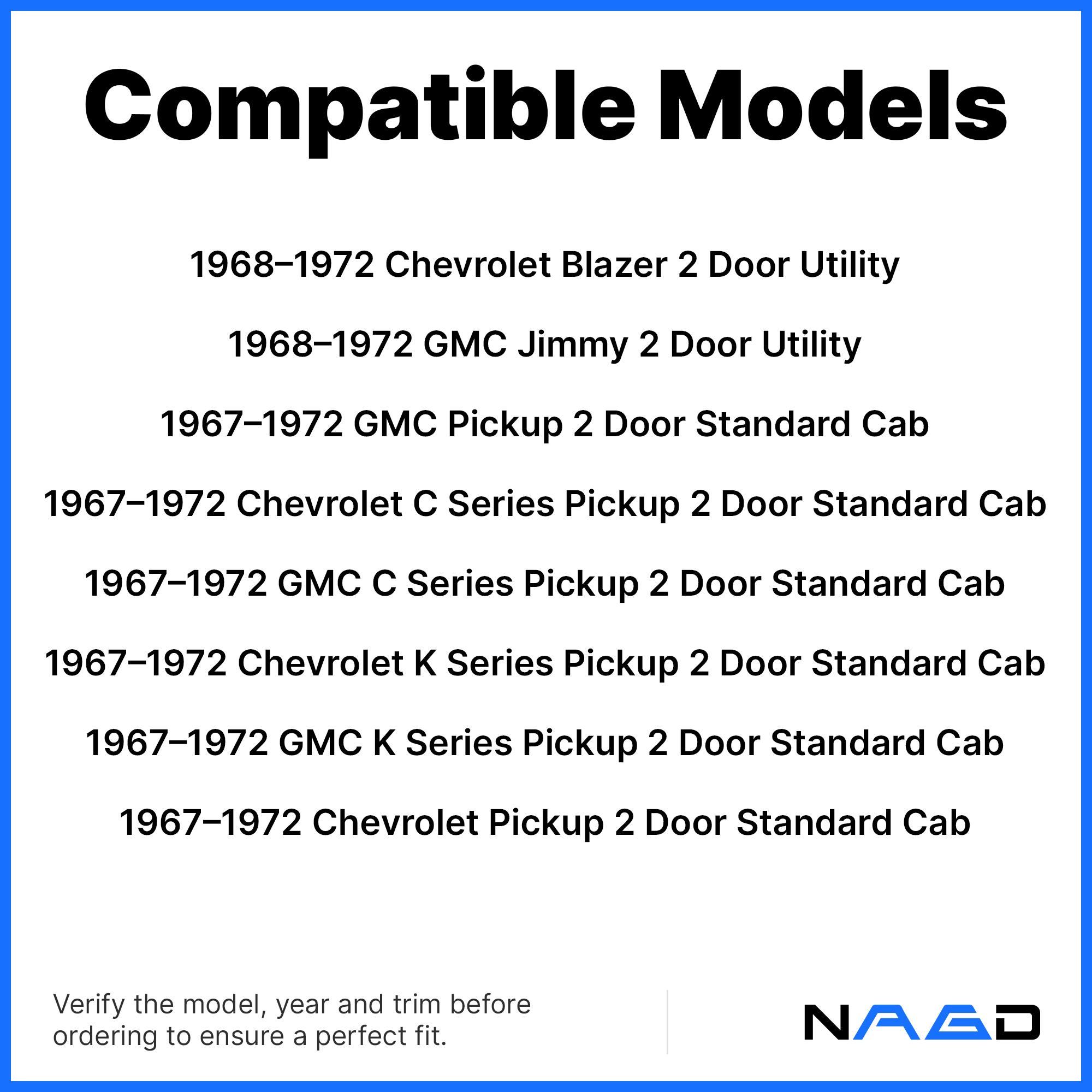 Front Door Window Door Glass Compatible with Chevrolet/GMC Blazer Jimmy C/K Series Pickup 1968-1972 Models