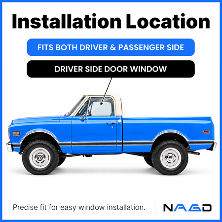 Tempered Window Door Glass Compatible with Chevrolet Blazer GMC Jimmy C / K Series Pickup 1968-1972 Models