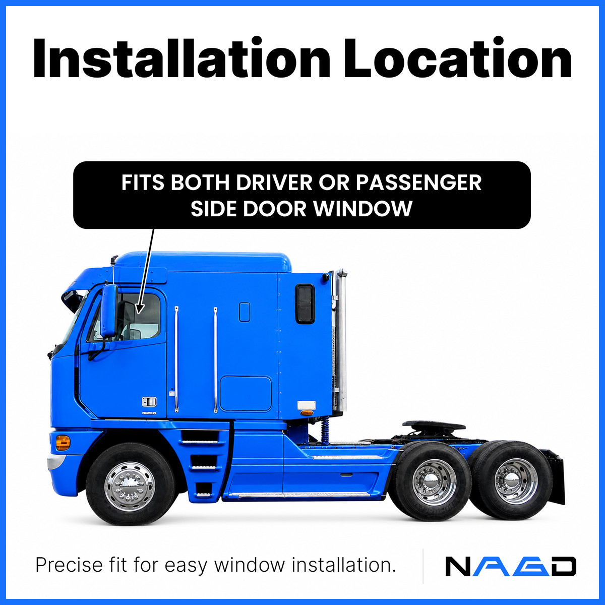 Front Door Window Door Glass Compatible with Mack CH600 / CL600 / CX Vision / CX Pinnacle / CXU613 / CL700 Conventional Cab 1989-2018 Models