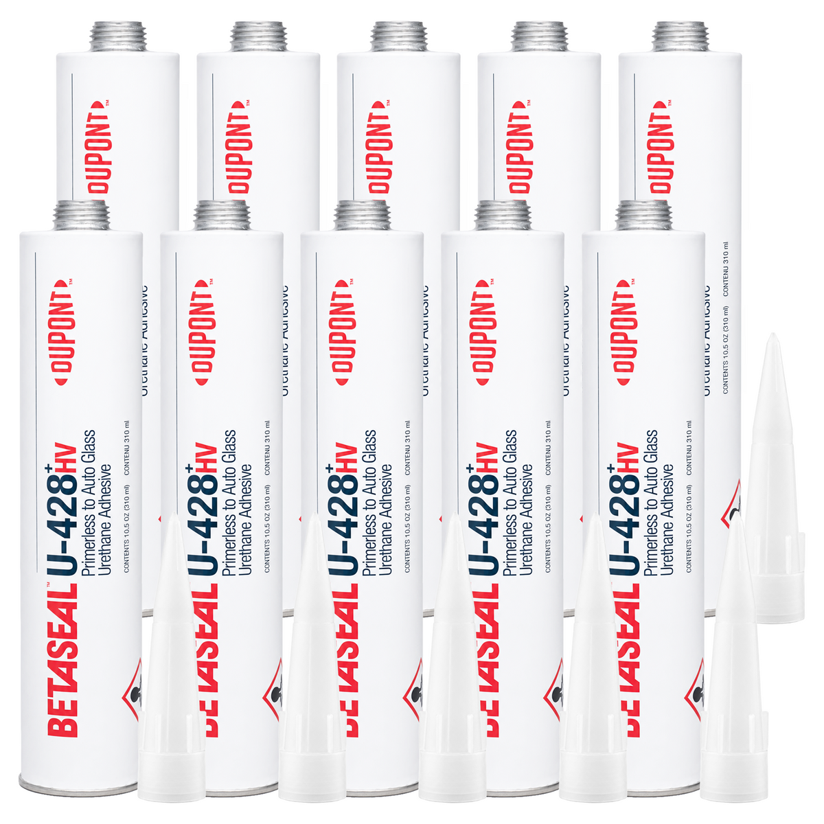 DOW DuPont Betaseal U-428 HV Plus Primerless Urethane Adhesive Auto Glass Sealant (10 Tubes)