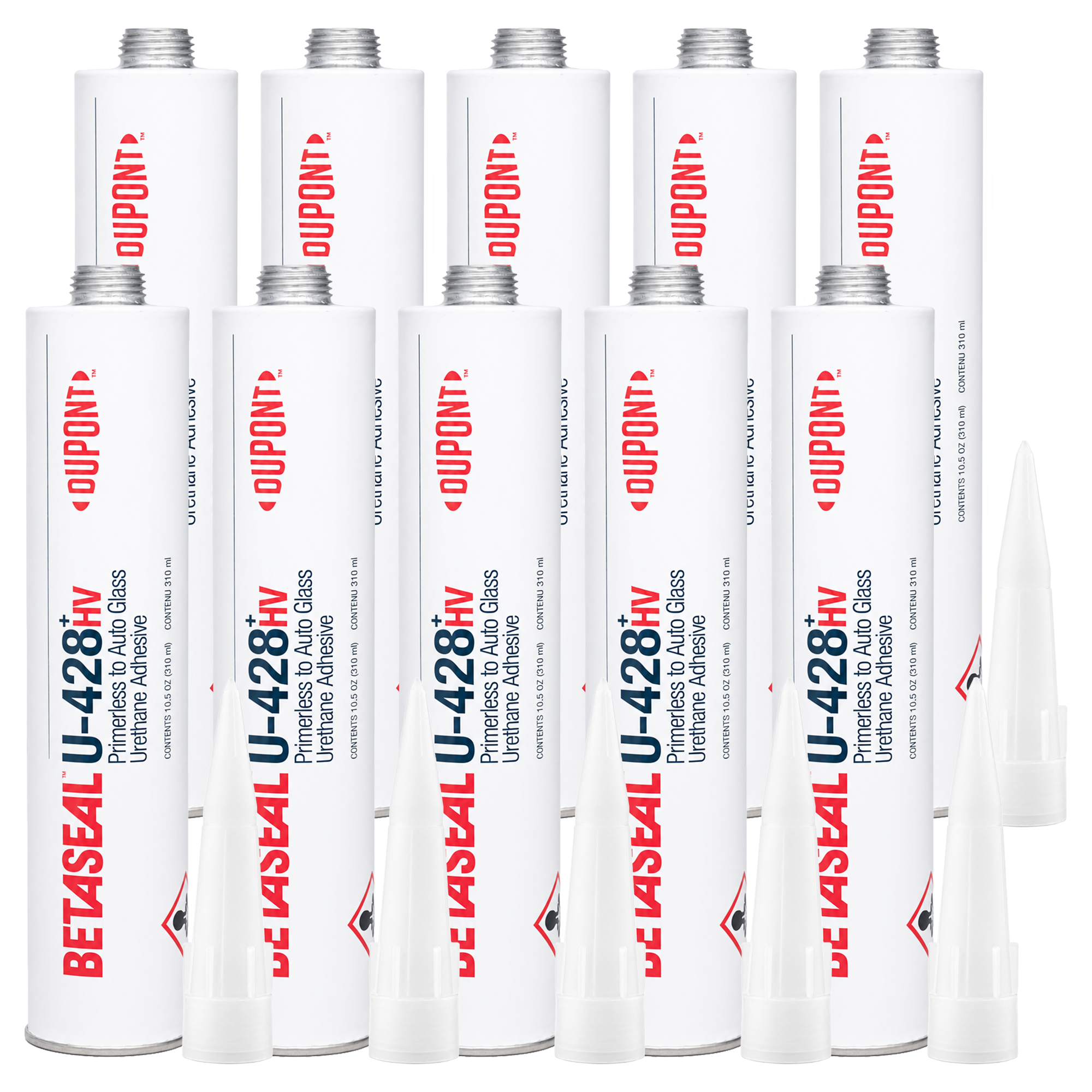 DOW DuPont Betaseal U-428 HV Plus Primerless Urethane Adhesive Auto Glass Sealant (10 Tubes)